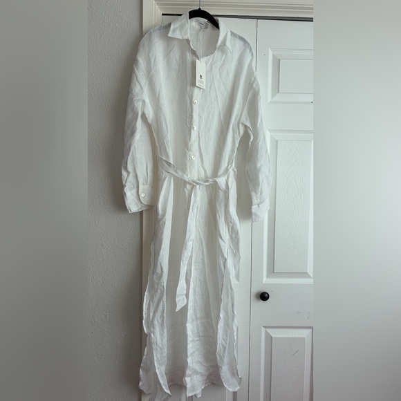VITAMIN A Playa Linen Maxi Midi Dress Beach Pool Belted Side Slit Coverup -  threedaughtersproperties.com